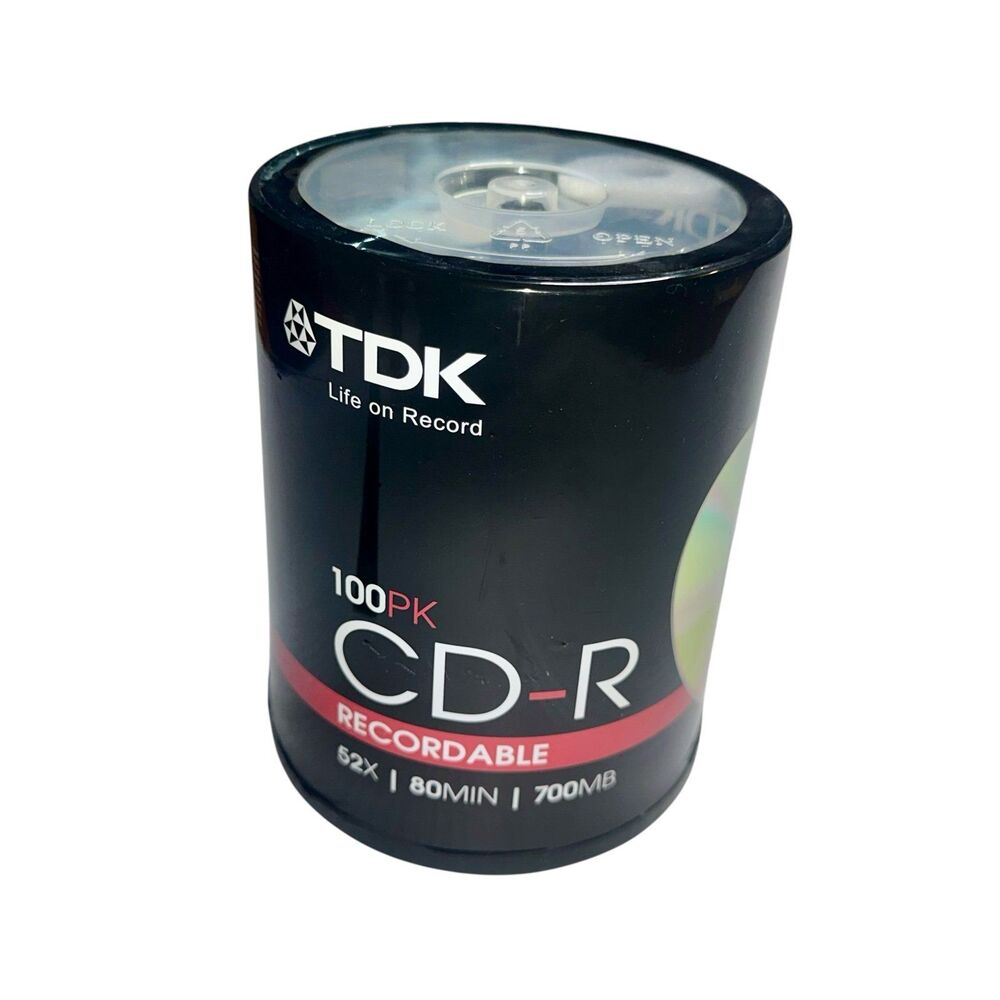 NEW TDK CD-R (Recordable) 100 Pack 700 MB 52x 80 min. New and Factory Sealed.